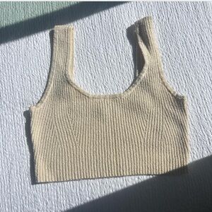 Kendall & Kylie Beige Ribbed Crop Top